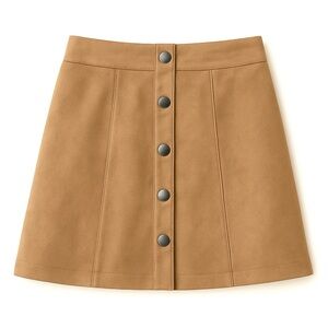Kendall & Kylie • Faux Suede Button-Front Skirt • Tan • Size XS